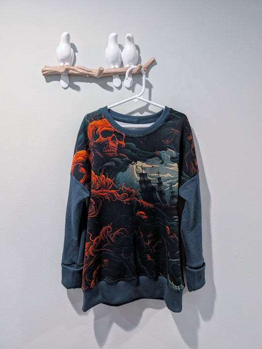 Kids Grow-with-Me Dolman Sweater 9-12Y - Ocean Skulls