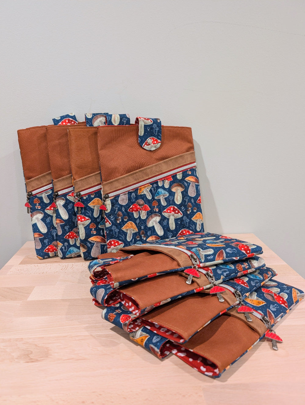 Mushroom Book/Tablet/eReader Sleeve with Zip Pocket
