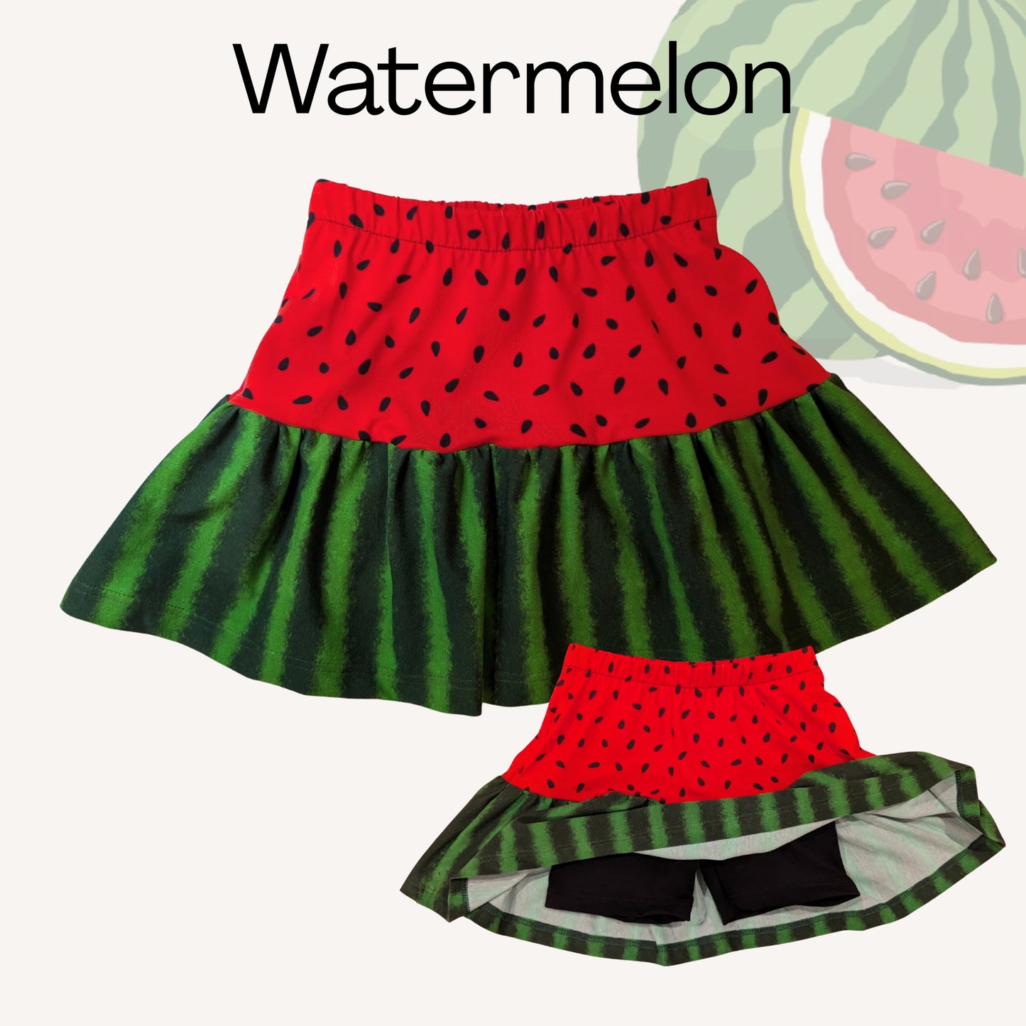 Watermelon Ruffle Skirt with Shorts
