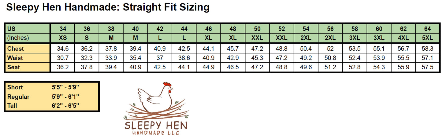 Straight Fit Size Guide